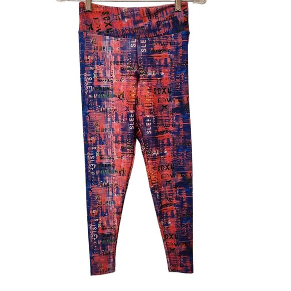 Piloxing Power Leggings All Over Colorful Print‎ Made-Brazil Mid-Rise Medium EUC - Picture 1 of 14